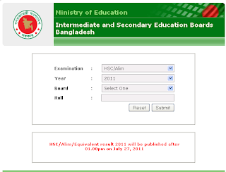 H.S.C. Exam Result 2011 Bangladesh