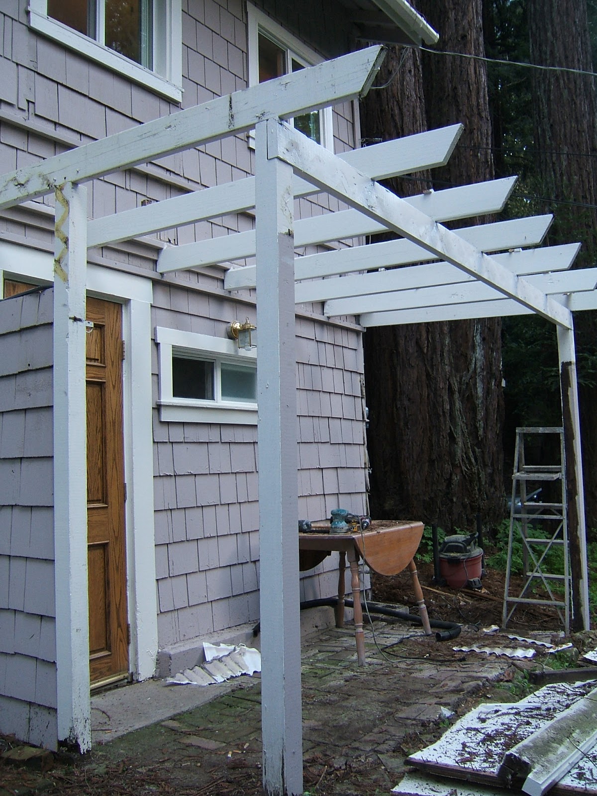 Nine Red Patio Progress Building A Pergola