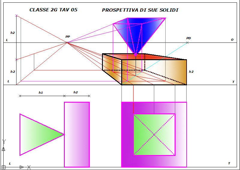 Disegno Prospettiva Quadrilatero E Piramide A Base Quadrata