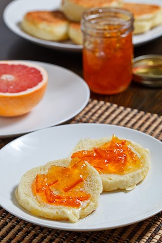 English Muffins topped with Melted Butter and Marmalade