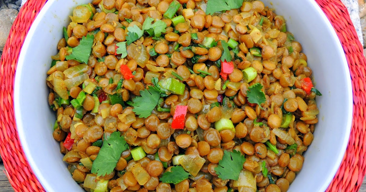 Around the World in favorite recipes Spiced lentil salad, Indian style