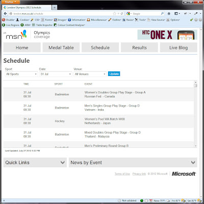 Screen shot of http://london.msn.co.uk/schedule.