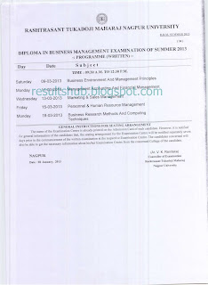 DBM Summer 2013 Timetable RTM nagpur university
