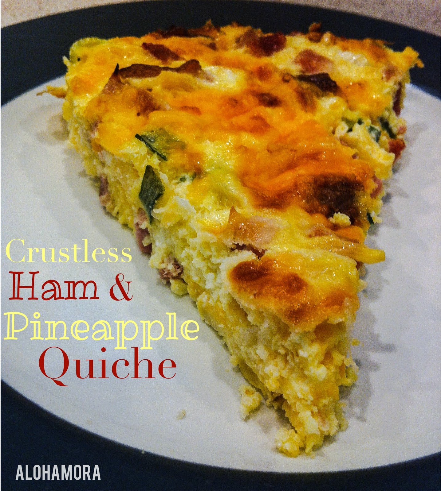 Alohamora Open a Book Ham and Pineapple Crustless Quiche {Gluten Free}