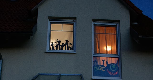 paper monsters in window paper monsters in window