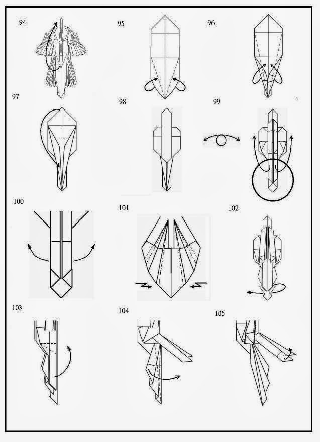 El arte del Origami Archaeopteryx diseñado por Satoshi Kamiya