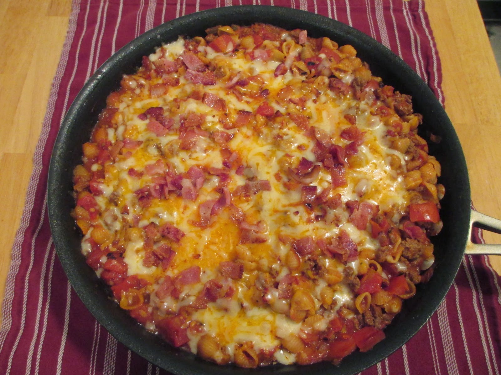 "So what are you making for dinner?" One Pot Bacon Cheeseburger Casserole