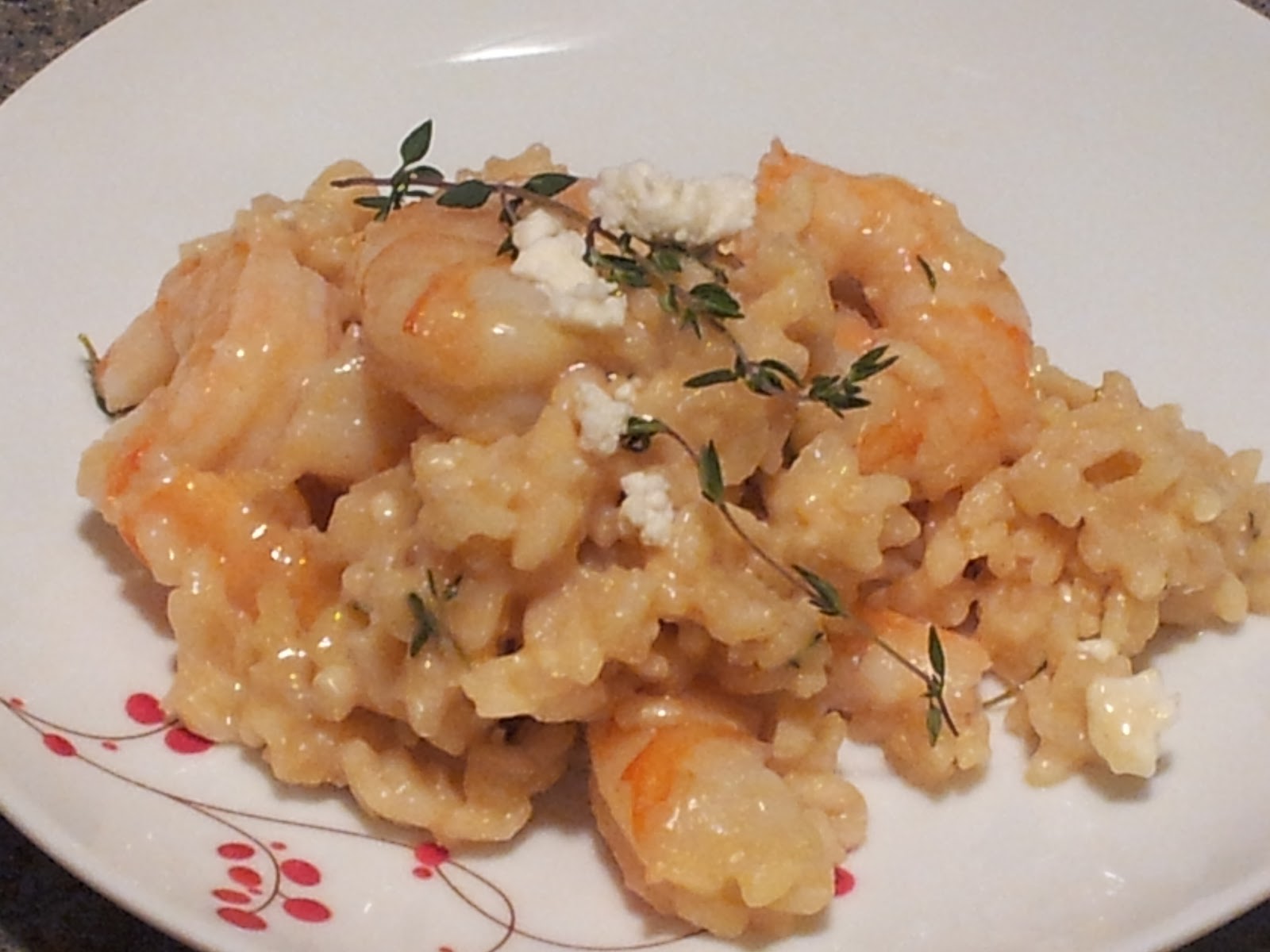 Cheese Curd In Paradise Shrimp, Thyme and Feta Risotto