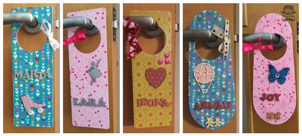 Mr WashiSan: Colgador de puerta infantil con nombre decorado con decoupage