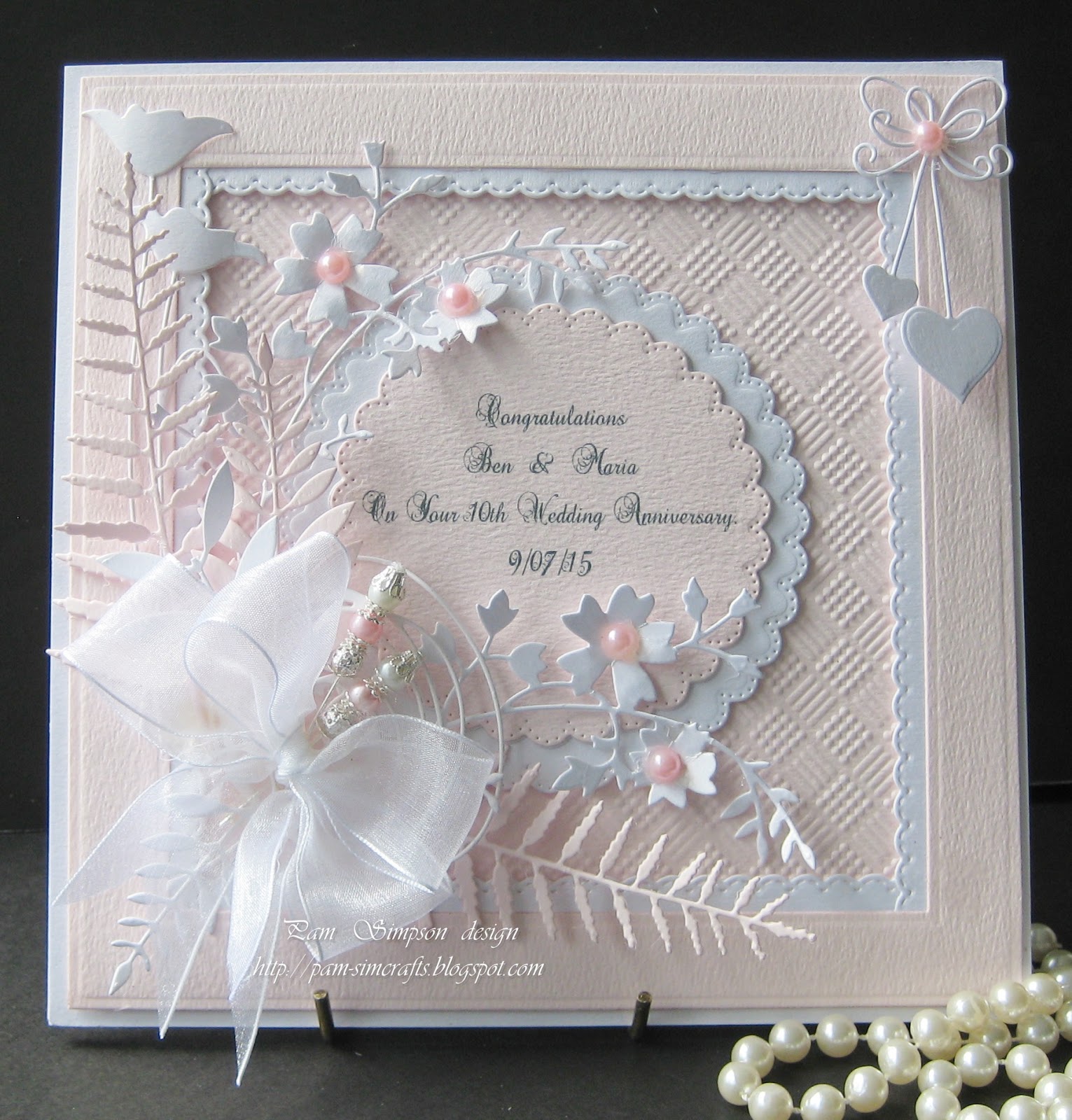 pamscrafts 10th Wedding Anniversary card..