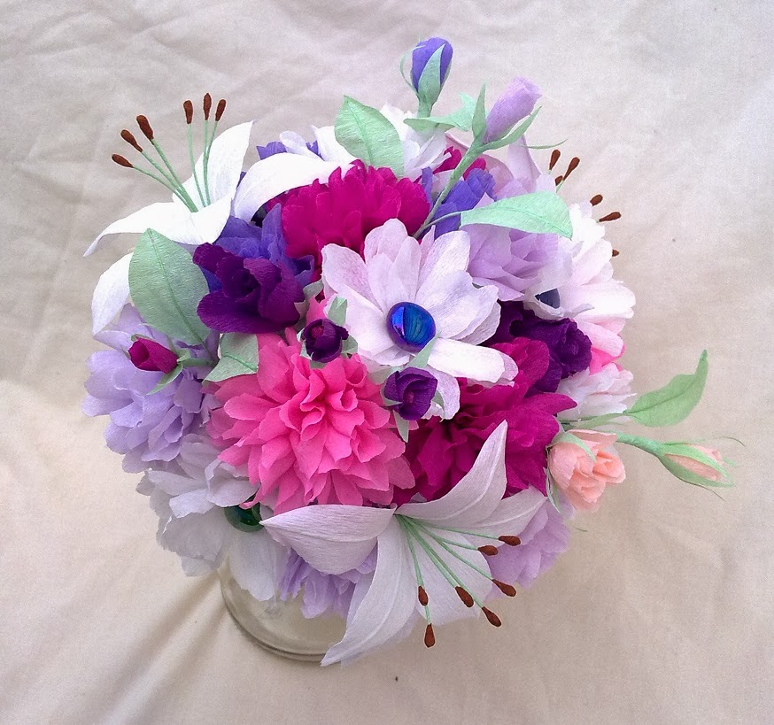 Crafty little Beanut! Mixed paper flower wedding bouquet