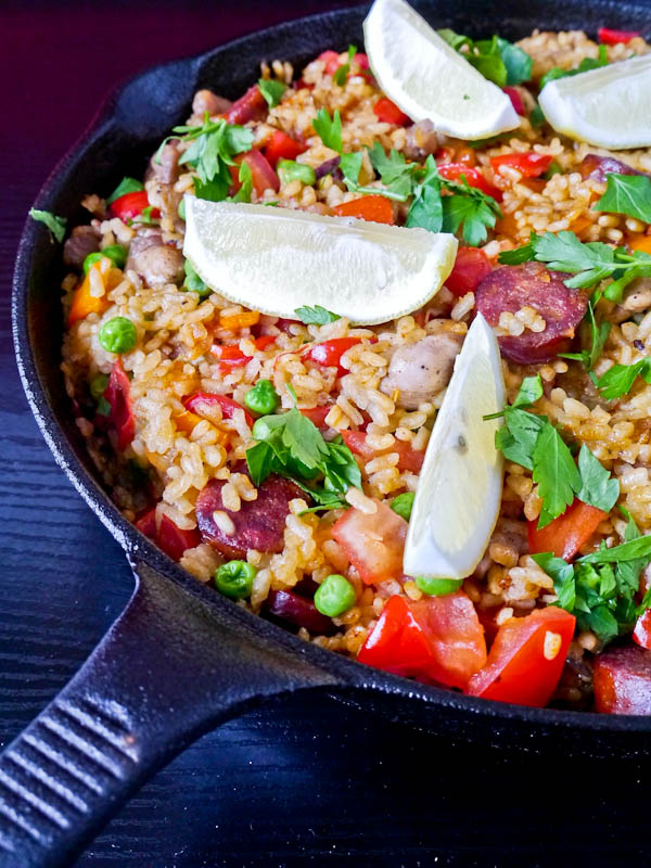 Peaches and Donuts Hola! Paella with Chicken and Chorizo!!