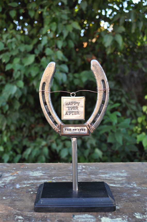 Personalized Horseshoe Wedding Cake topper Unxia