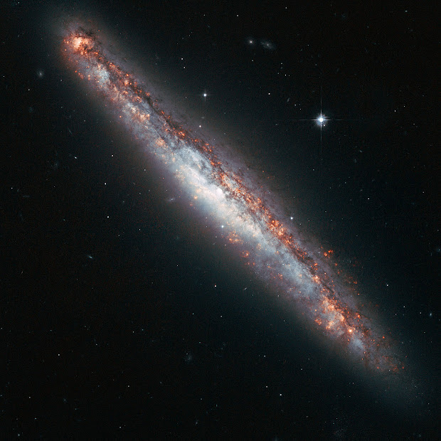 Edge-on slender Spiral Galaxy NGC 5775 as seen by Hubble