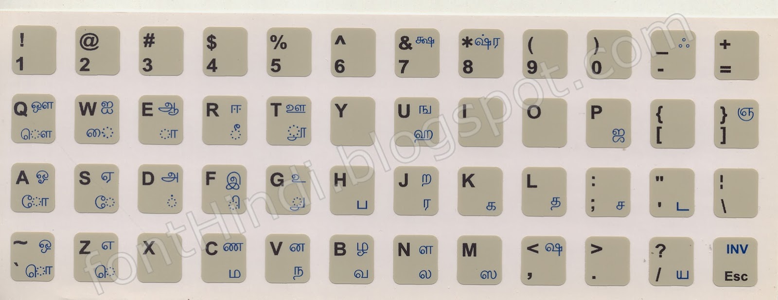 Ka Tamil Fonts Keyboard Layout