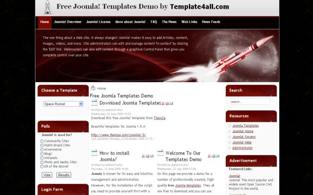 Space Black Red Grunge Free Joomla Theme Template Space Black Red Grunge Free Joomla Theme Template