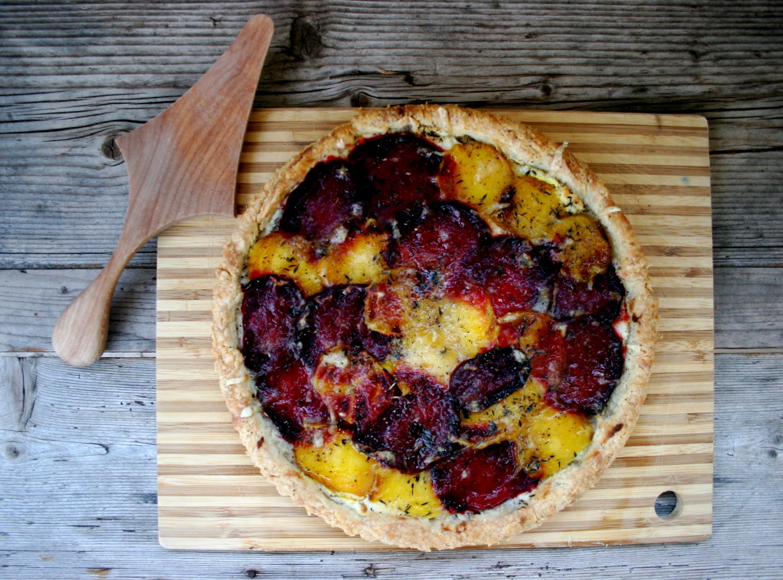 Nothing in the House Red & Golden Beet and Goat Cheese Tart