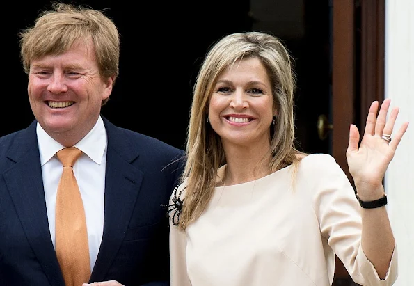 Queen Maxima and King Willem-Alexander with Embassador Bekink attend dinner about foreign policy priorities (Denktank) at the Dutch Embassy in Washington