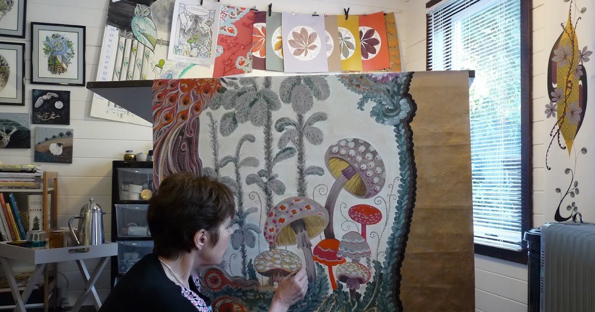 DM Design: "Polly's Garden Party " My first Mural on canvas.... from