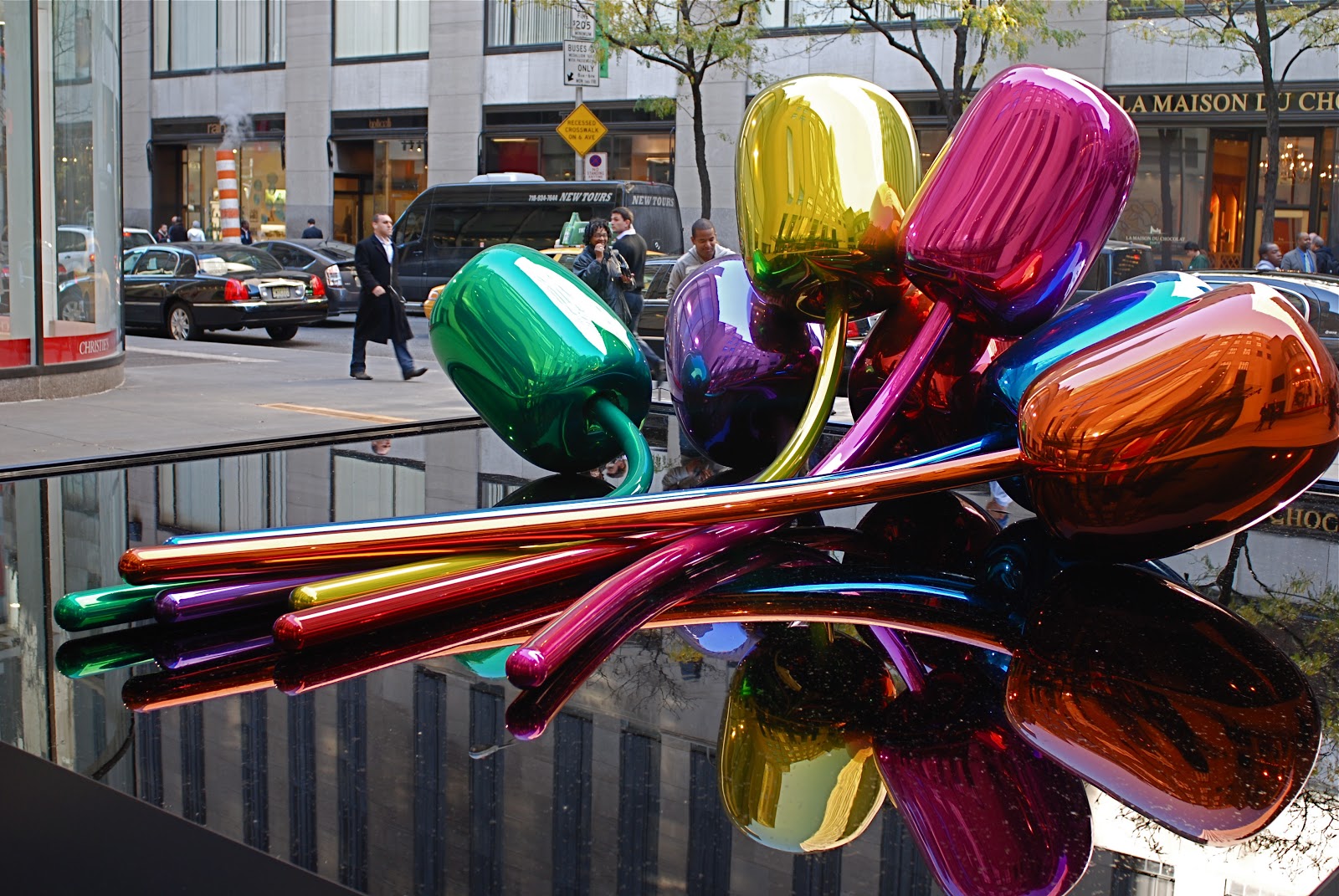 NYC ♥ NYC TULIPS by Jeff Koons in Full Bloom Outside Christie's at