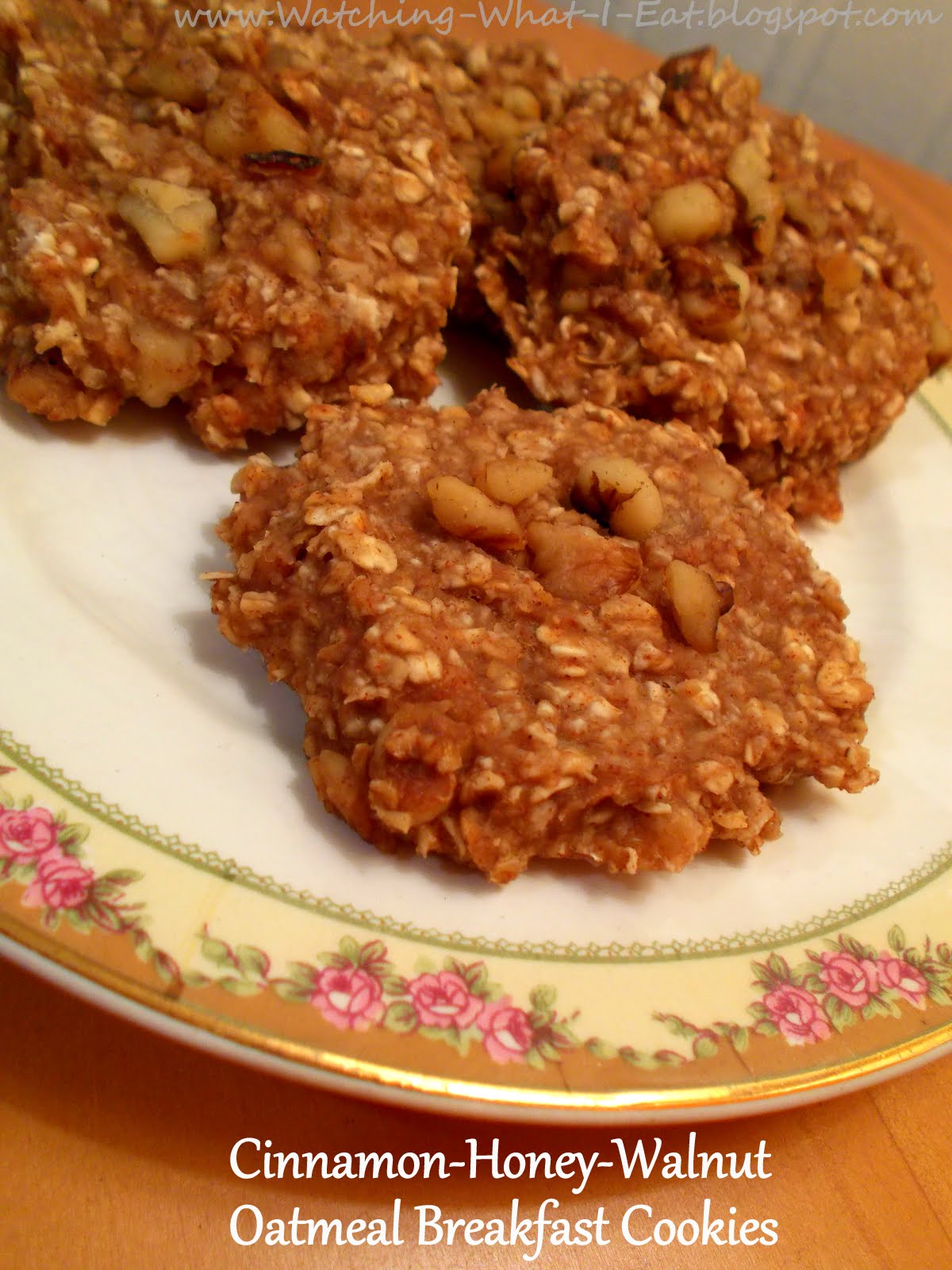 Watching What I Eat CinnamonHoneyWalnut Oatmeal Breakfast Cookies
