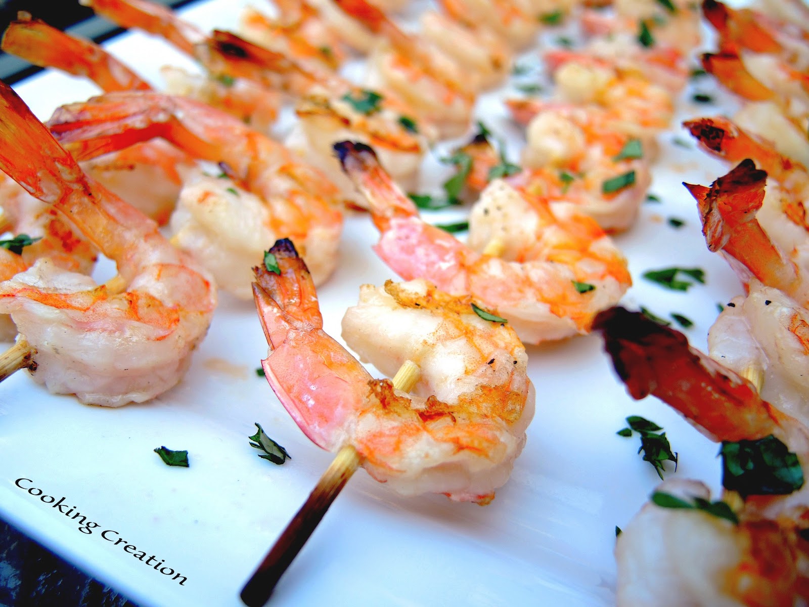 Cooking Creation Grilled White Wine & Garlic Butter Shrimp Kabobs
