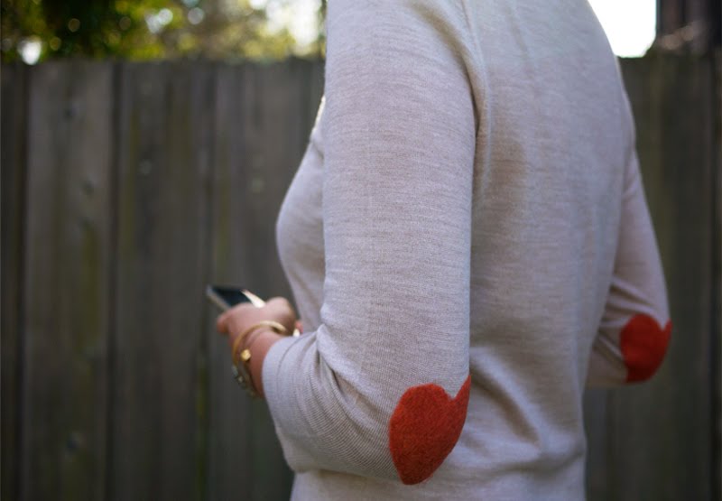 DIY Cute Heart & Elbow Patch Sweater.