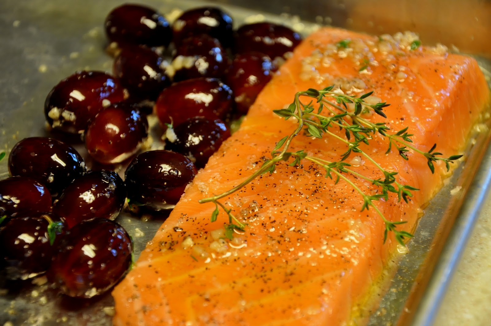 What's Cooking at Richard's ?? Roasted Grape and Thyme Salmon