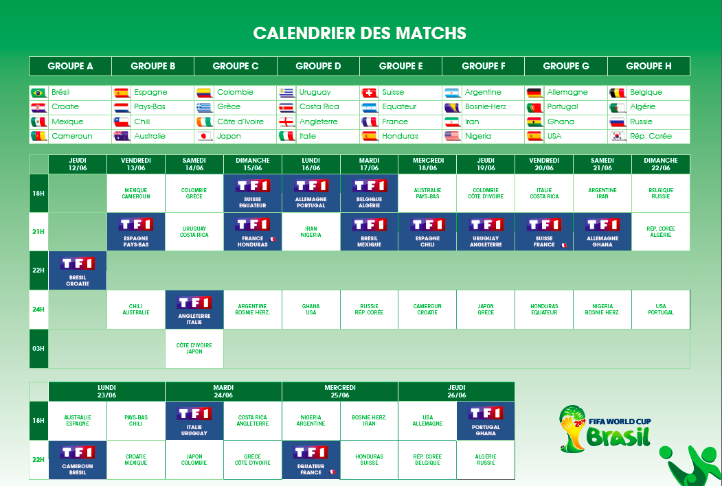 Calendrier rencontres football