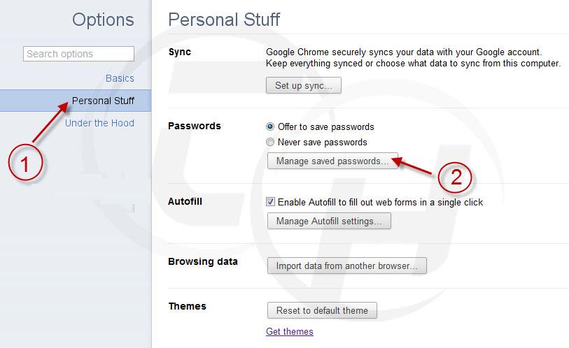 manage saved passwords google chrome