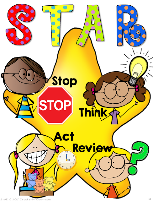  STAR free page to help students learn problem solving steps.  Stop, Think, Act and Review