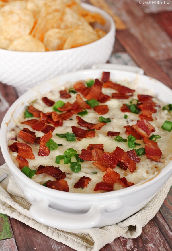 Jam Hands Cheesy Pineapple Bacon Dip w/ Jalapeno Chips