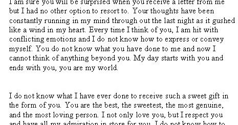Valentine's Day Love Letter to Girlfriend ~ Sample Letters