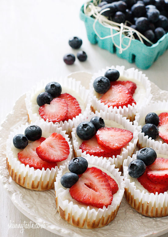 Red, White and Blueberry Cheesecake Yogurt Cupcakes Skinnytaste