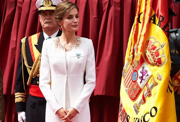 Queen Letizia of Spain attends a ceremony held in honour of the Spanish Guardia Civil at their headquarters, in Vitoria