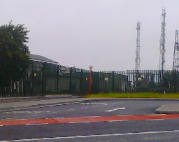 Bus stop in Ballybrit Industrial Estate, beside the ESB substation