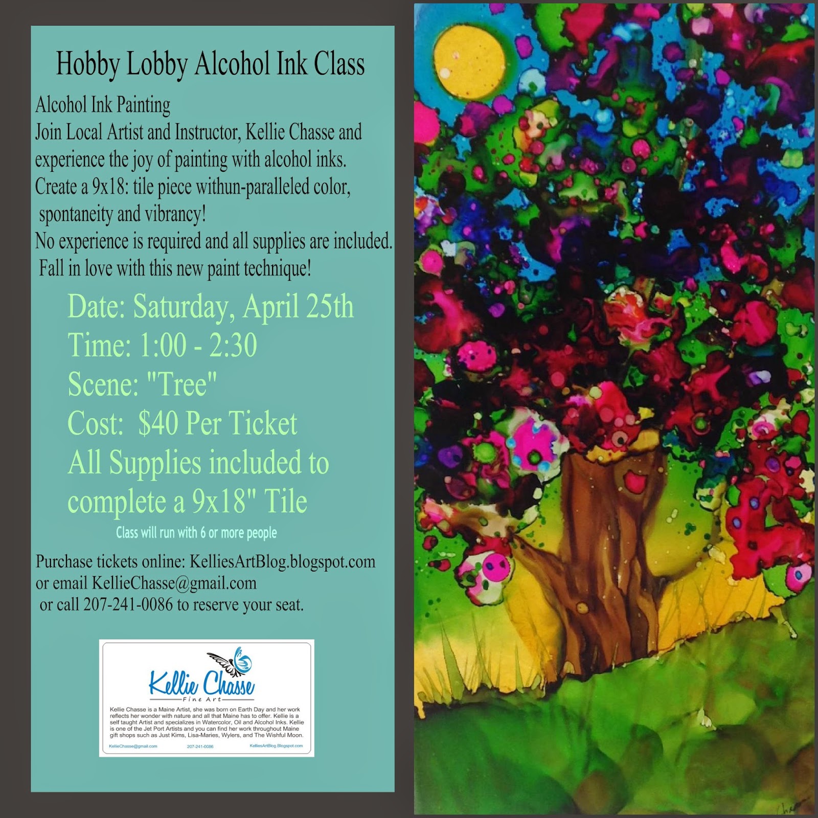 Kellie Chasse Fine Art Hobby Lobby Alcohol Ink Class Saturday, April