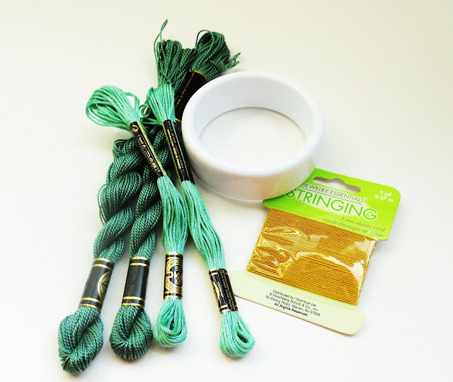 Different colored but complimentary embroidery threads