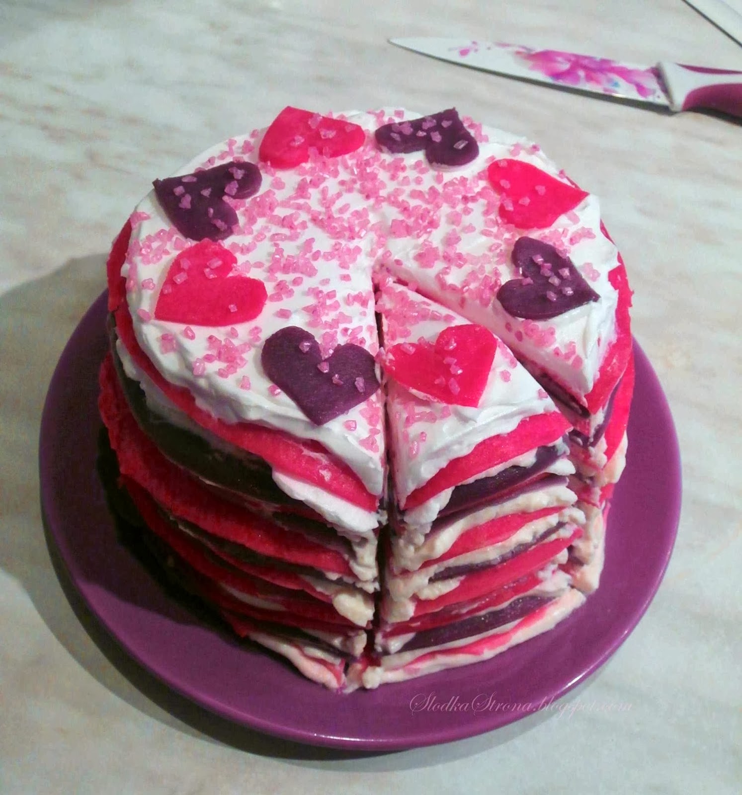 Tort Naleśnikowy na Walentynki - Przepis - Słodka Strona 