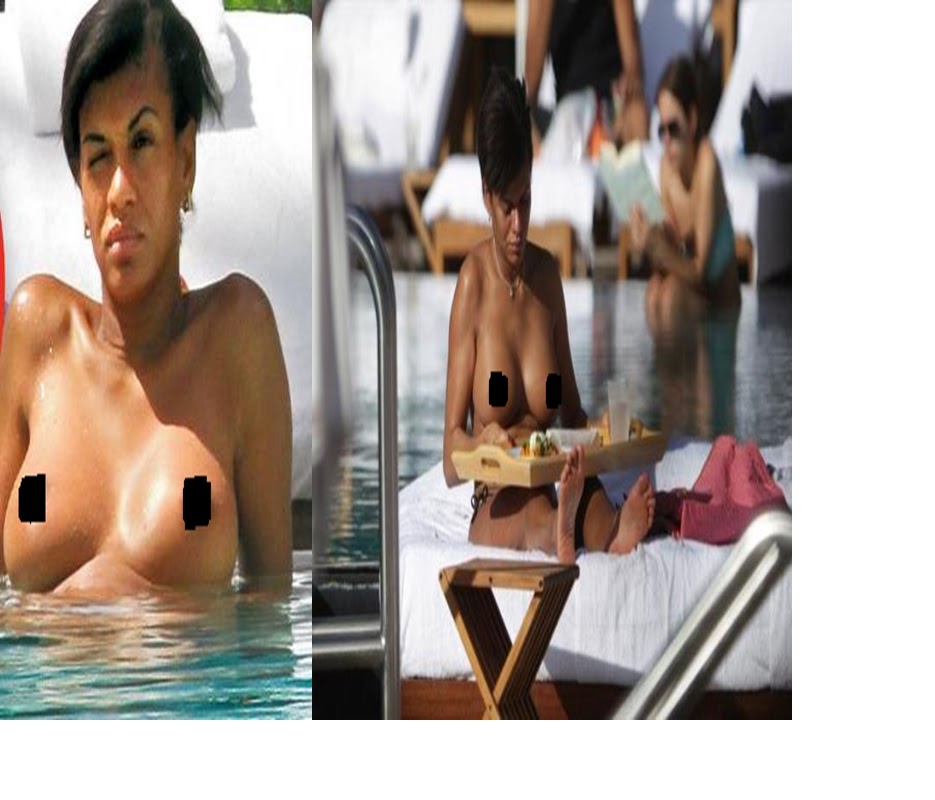 That's the wife of Samuel Eto'o Fils sunbathing with her boobies on display