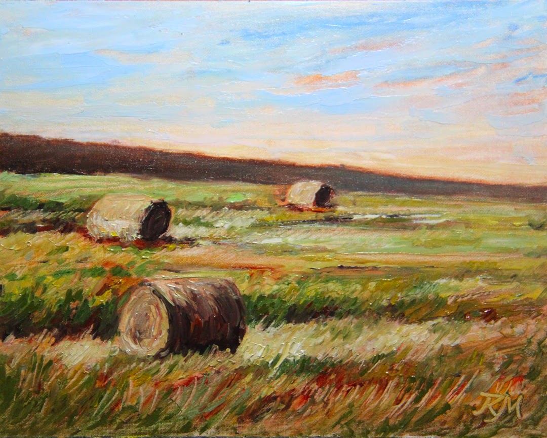 Daily Painters of Pennsylvania Hay Fields, Dawn. Oil Study by Tatiana