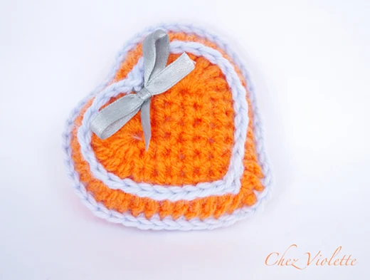 Coeur orange 2 d - orange heart 2D - Chez Violette