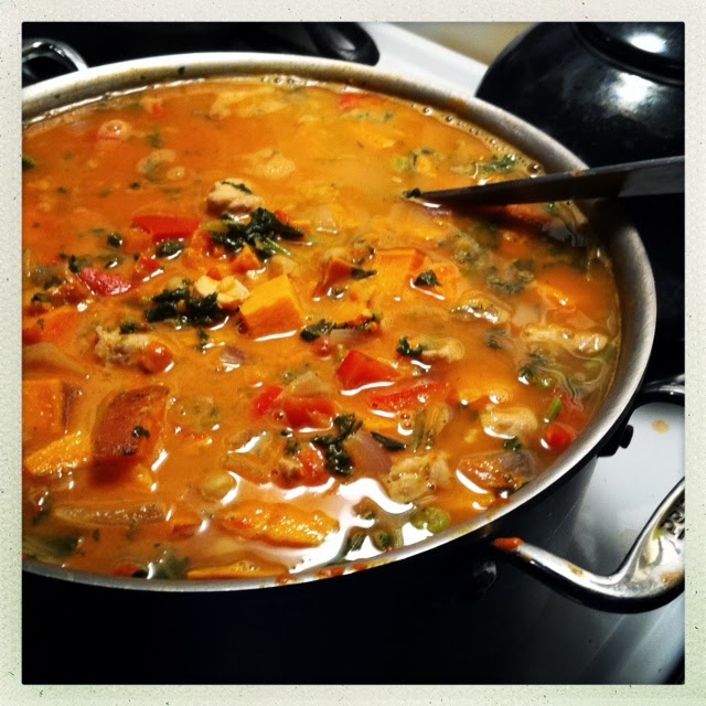 Salty Runner West African Style Peanut Stew with Chicken, Sweet Potato