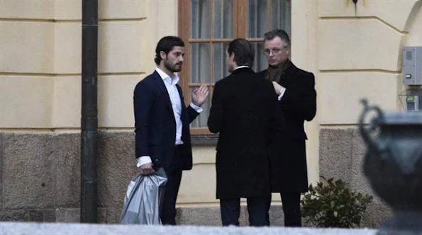 Princess Madeleine, Chris O'Neill, Prince Carl Philip and the other five godparents, attend rehearsals for the Christening of Prince Nicolas of Sweden. 