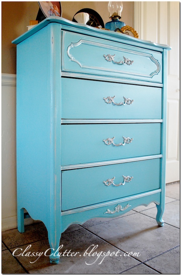 Tiffany Blue Dresser Makeover Classy Clutter