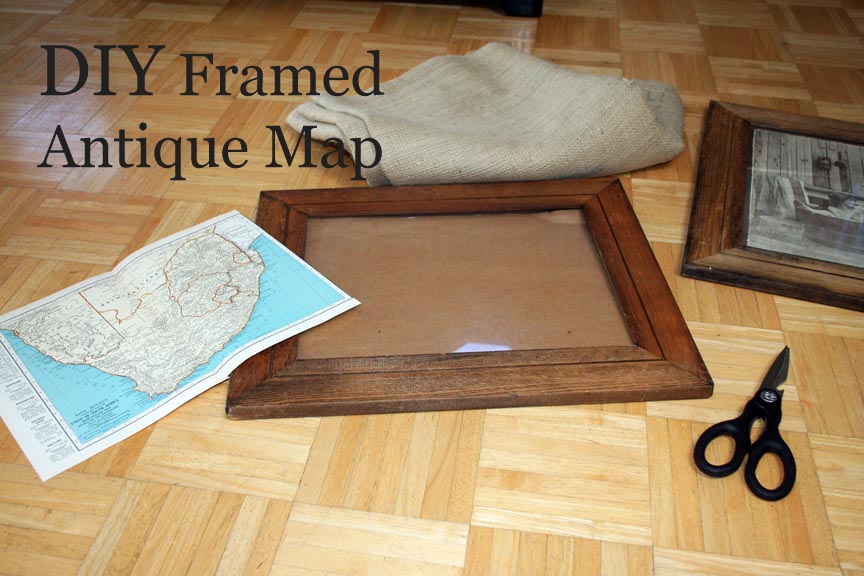 I found these old wooden frames at the swap meet for 2 each and the map 