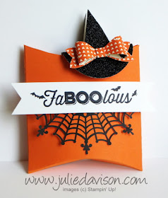 VIDEO: Halloween Pillow Box Treat + Witch's Hat Clip Tutorial #halloween #stampinup www.juliedavison.com