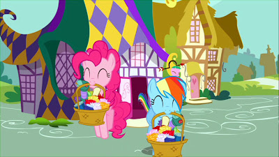 Pinkie and Rainbow prepare for their pranking session