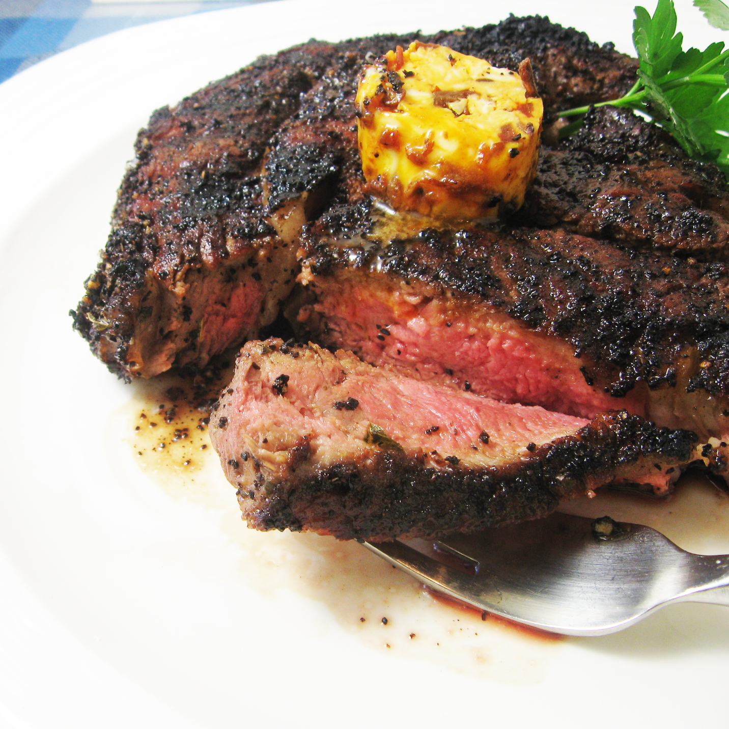 Burp! Dad Food Coffee Rubbed Ribeye with Chipotle Butter