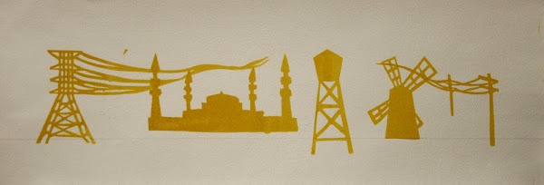 Screenprint of architectural structures